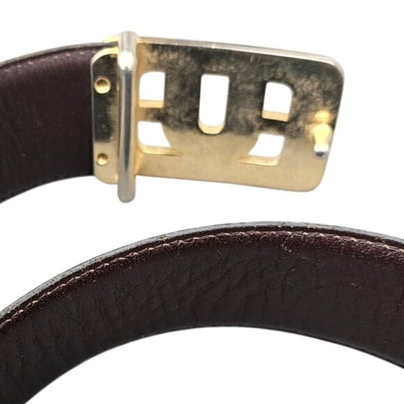 Vintage Emanuel Ungaro Belt 1970s Leather Black Gold Womens 25 27 Inch Waist